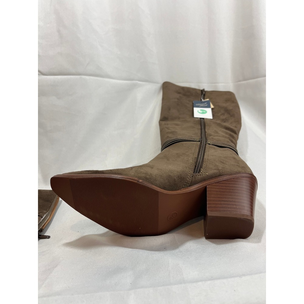 Universal Thread Women Tall Faux Suede Boots Brown Gold Hardware Pointed Toe 8.5 - Picture 7 of 8